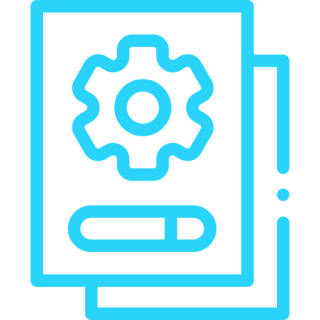 Blueprint icon with gear and document outline.